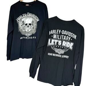 Harley-Davidson Military USAG Wiesbaden Germany Long Sleeve Graphic T Size Large